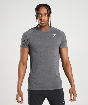 T Shirts Męskie Gymshark Geo Seamless Szare Czarne | PL 3910BEX